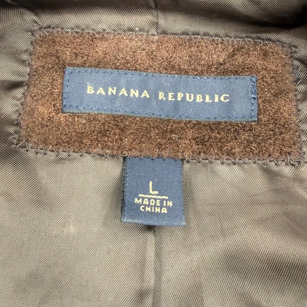Vintage Banana Republic Mens Chocolate Brown Suede Leather Heavy Jacket Large